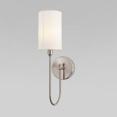 Бра без выключателя на корпусе с тканевым абажуром Eurosvet Abbey 60164/1 Е14 никель