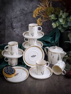 Чайный сервиз с заварочным чайником Porland Botanical, 200 мл, на 6 персоны