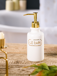 Дозатор для жидкого мыла Le Bаin blаnc, 7x7x20,5 см., цвет белый и золотой Wess