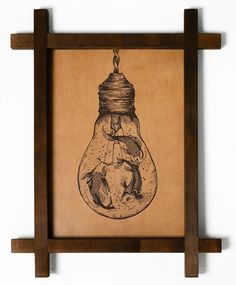 Картина BoomGift Аквариум в лампе гравировка на натуральной коже