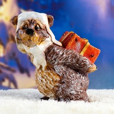 Фигура "Мишка новогодний с подарком" 28х26см Хорошие сувениры