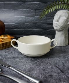Чашка суповая Porland Seasons White, 300 мл, фарфор, с ручками