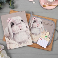 Набор подарочный Этель "Зайка" полотенце 40х73см, прихватка 19х19см, магнит 11х7см