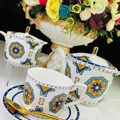 Чайный сервиз на 6 персон 14 предметов Lenardi чашки, чайник, блюдца, сахарница