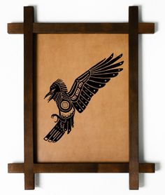 Картина BoomGift Птица абстракция натуральная кожа