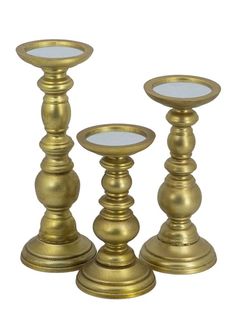 Подсвечники Glasar 480324-GOLD 11х11х30; 11х11х24; 11х11х20см ГЛАСАР