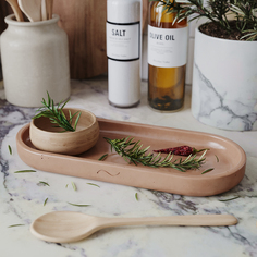 Поднос декоративный кухонный MUSKO HOME Ben S, 26x11 см, бетон, розовый глянцевый