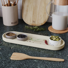 Поднос декоративный кухонный MUSKO HOME Ben M, 36x11 см, бетон, кремовый матовый