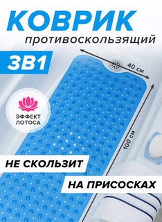 Коврик в ванную Conflate Home на присосках с полукруглым вырезом, голубой 99х39,5 см