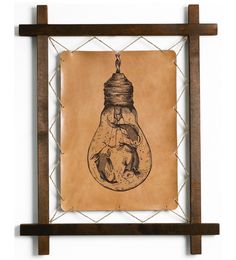 Картина BoomGift Аквариум в лампе гравировка на натуральной коже