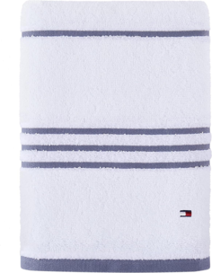 Полотенце Tommy Hilfiger белое с серыми полосками банное хлопковое