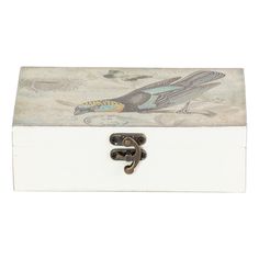 Шкатулка Glasar с птицей 17,6 х 11,2 х 5,8 см белая No Brand