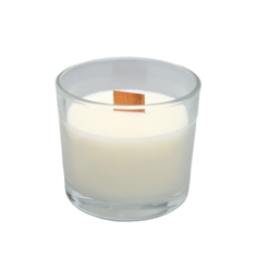 Свеча из соевого воска в стакане с деревянным фитилем "Весенний ландыш", 65 гр No Brand