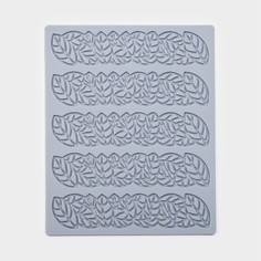 Силиконовый коврик для айсинга Доляна «Листья», 16x13x0,3 см, цвет серый