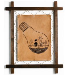 Картина BoomGift Мальчик в лампе гравировка на натуральной коже