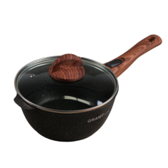 Ковш Grаnit ultrа, 2,2 л, стеклянная крышка, съёмная ручка, чёрный Kukmara