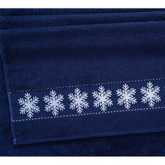 Полотенце Текс-Дизайн 50х80 см махровое Снежинки синий