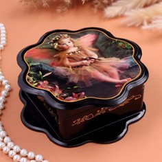 Шкатулка "Девочка с птицей", черная, 16 х 16 см, лаковая миниатюра No Brand