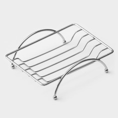 Мыльница на ножках Доляна «Вернисаж», 12x9x3 см, цвет хром, (2шт.)