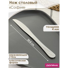 Нож столовый Доляна «София», h=20,8 см, толщина 4 мм, (6шт.)