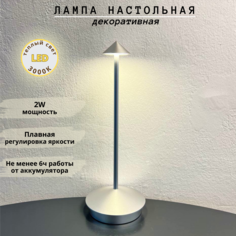 Лампа настольная беспроводная Fedotov с регулировкой яркости LED 2Вт 3000К серебрянный