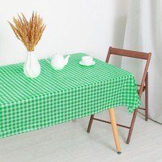 Скатерть для дачи Клеточка цв. зеленый 137x274 см No Brand