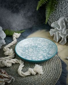 Тарелка глубокая обеденная Style Point Bubbles turquoise 500 мл., керамика