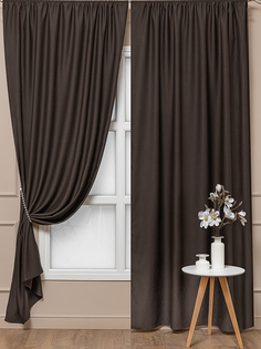 Комплект штор Amore Mio Блэкаут 150х270 см для гостиной кухни коричневый