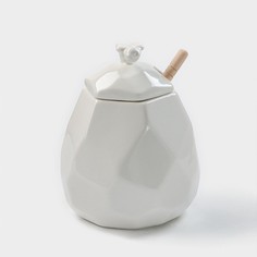 Ёмкость фарфоровая для мёда Доляна «Пчёлка», 550 мл, с ложкой Bella Tenero