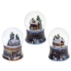 Фигурка декоративная в стеклянном шаре Домик, D6,5 см, 6,5*6,5*9 см, (3 вида ) KSM-743096 Remeco Collection