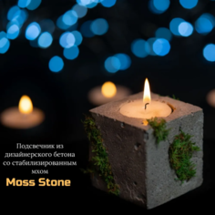 Подсвечник Moss Stone, материал бетон со мхом, 6х6 см