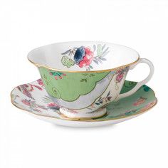 Пара чайная WEDGWOOD Butterfly Bloom 185 мл костяной фарфор белый зеленый