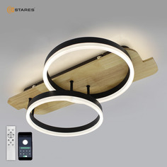 Люстра светодиодная Estares Woody loft 80W 2R-APP-600x420x135-black/wood-220-IP20