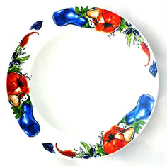 Тарелка глубокая Дулево 200мм "Овощи" бортовые гладкий край