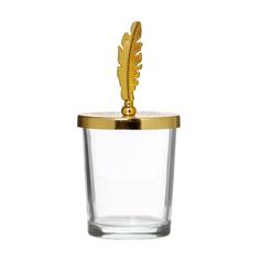 Подсвечник стекло на 1 свечу Пёрышко золото 11х5,5х5,5 см No Brand
