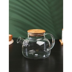 Чайник стеклянный заварочный с бамбуковой крышкой Magistro «Эко»,1 л