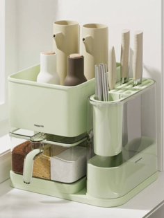 Органайзер для хранения ANNINO настольный кухонный для специй и столовых приборов зеленый
