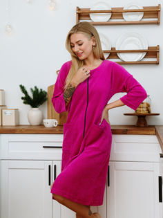 Халат женский Ohana market Velur розовый 52 RU