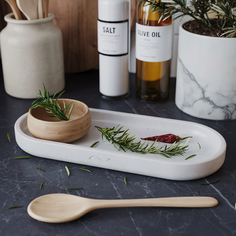 Поднос декоративный кухонный MUSKO HOME Ben S, 26x11 см, бетон, белый глянцевый