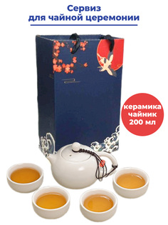 Сервиз для чайной церемонии StarFriend 4 пиалы чайник керамика белый