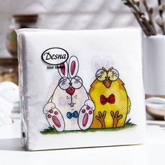 Салфетки бумажные Desna Design "Сладкая парочка", 1 слой, 40 листов, 24*24 No Brand
