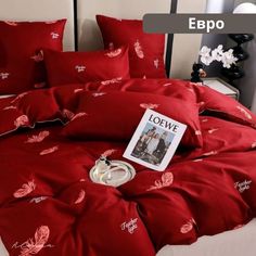 Постельное Белье Alanna евро сатин с 4 наволочками коричнево-красный