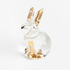 Статуэтка, 5 см, стекло, Кролик с золотистыми ушами и лапками, Vitreous Kuchenland