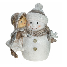 Фигурка новогодняя Remeco Collection Девочка и снеговик полимер 11 х 6 х 16 см