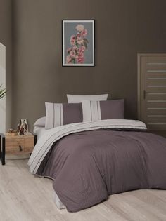 Постельное белье из сатина де люкс KARVEN N044 CHACKERS DUET LILAC-BEJ евро