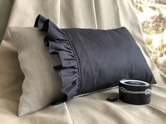 Подушка декоративная Станка с рюшами, льняная, прямоугольная, 30x50 см