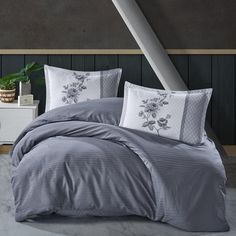 Постельное белье из DELUXE DARK ранфорса KARVEN N028 SUAVE BLUE V-1 1,5-спальное