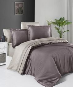 Постельное белье из сатина де люкс KARVEN N045 SERENITY LILAC-BEIGE семейное