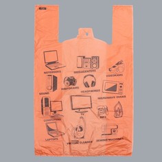 Пакет "Электроника оранжевый", полиэтиленовый, майка, 40 х 63 см, 16 мкм(100 шт.) No Brand