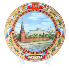 Декоративная тарелка, Вид на Кремль с Москвы реки, 32 см. No Brand